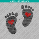 Baby Footprint Heart Embroidery Design 