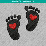 Baby Footprint Heart Embroidery Design 