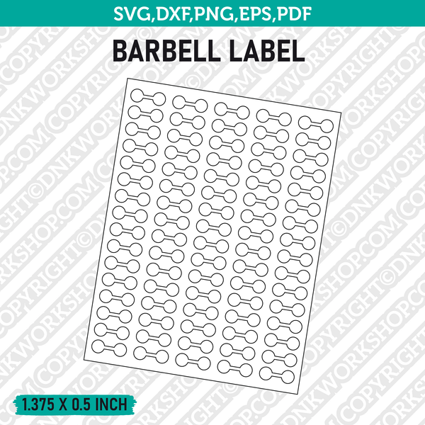 Barbell Label Template SVG Vector Cricut Cut File Clipart Png Eps Dxf