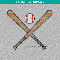 Crossed Baseball Bats Embroidery Design