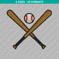 Crossed Baseball Bats Embroidery Design