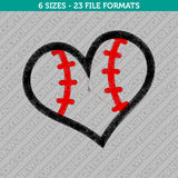 Baseball Heart Machine Embroidery Design - 6 Sizes - INSTANT DOWNLOAD 