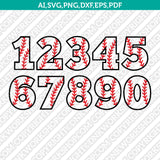 Baseball Softball Ball Numbers Printable SVG Vector Silhouette Cameo Cricut Cut File Clipart Png Dxf Eps