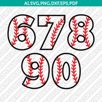 Baseball Softball Ball Numbers Printable SVG Vector Silhouette Cameo Cricut Cut File Clipart Png Dxf Eps