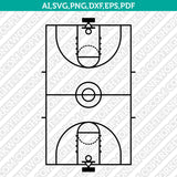 Basketball Court SVG Basketball Field Vector Silhouette Cameo Cricut Cut File Clipart Png Eps Dxf