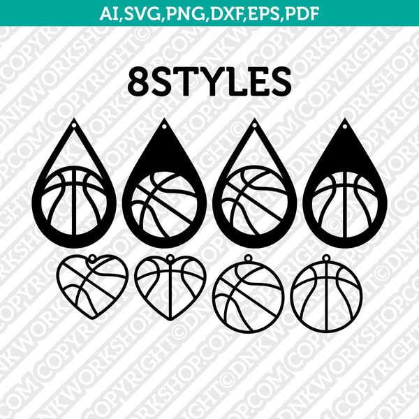 Basketball Earring Template SVG Laser Cut File Silhouette Cameo Vector Cricut Clipart Png Eps Dxf