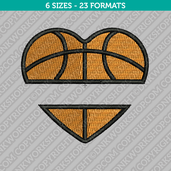 Basketball Heart Split Monogram Frame Embroidery Design