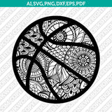 Basketball Mandala Zentangle SVG Laser Cut File CNC Plasma Silhouette Cameo Cricut