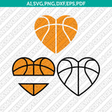Basketball NBA Heart Love Split Monogram Frame Silhouette SVG Vector Clipart Cricut Cut File