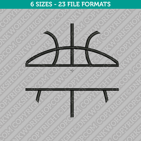 Basketball Outline Split Monogram Frame Embroidery Design - 6 Sizes - INSTANT DOWNLOAD 