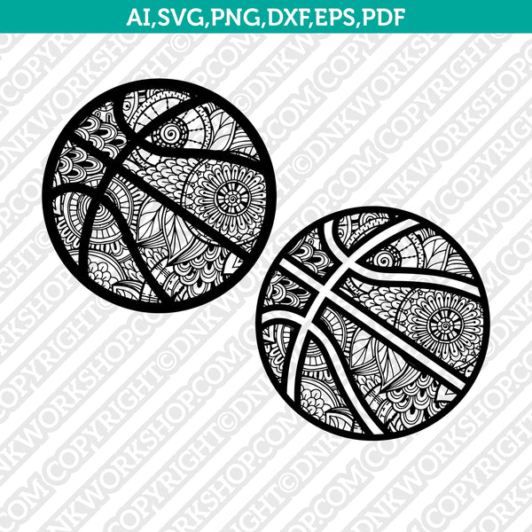 Basketball Mandala Zentangle SVG Laser Cut File CNC Plasma Silhouette Cameo Cricut