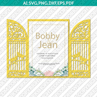 BirdCage Birds Gate Fold Wedding Invitation Template Quinceanera Christening SVG Laser Cut File Vector Cricut Silhouette Cameo Clipart Png Dxf Eps