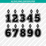 Birthday Numbers Candle SVG Vector Silhouette Cameo Cricut Cut File Clipart Png Dxf Eps