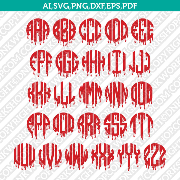 Circle Monogram Font Svg Dxf Cut Files Alphabet Letters