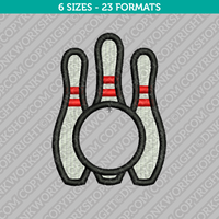 Bowling Pins Monogram Embroidery Design