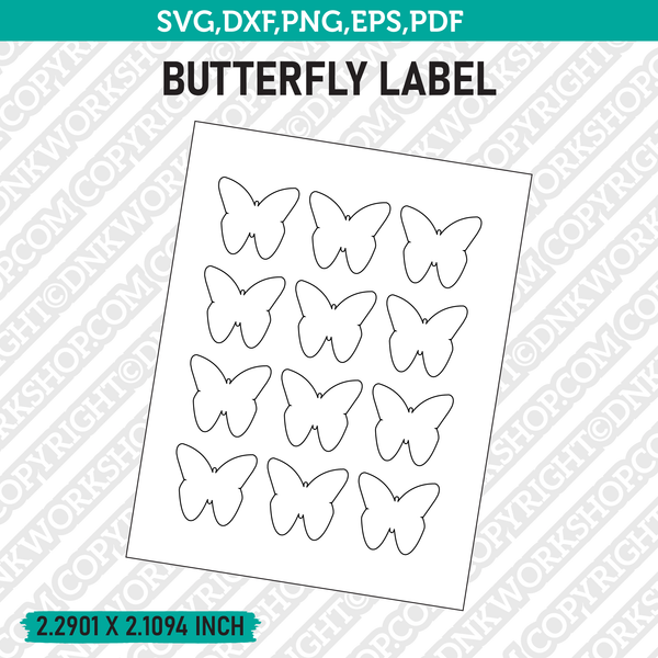 Butterfly Label Template SVG Vector Cricut Cut File Clipart Png Eps Dxf