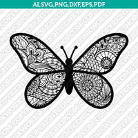 Butterfly Mandala Zentangle SVG Laser Cut File CNC Plasma Silhouette Cameo Cricut Vector Png Eps Dxf