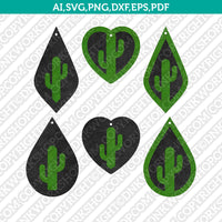 Cacti Cactus Earring Pendant Template Svg Laser Cut File Silhouette Cameo Cricut Clipart Png Dxf Eps pdf 
