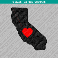 California State Map Heart Embroidery Design - 6 Sizes - INSTANT DOWNLOAD 