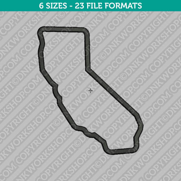 California State Outline Embroidery Design - 6 Sizes - INSTANT DOWNLOAD 