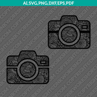Camera Mandala Zentangle SVG Laser Cut File CNC Plasma Silhouette Cameo Cricut Dxf