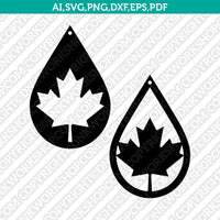 Canada Canadian Maple Leaf Earring Template Svg Laser Cut File Silhouette Cameo Cricut Clipart Eps