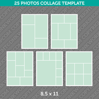 25 Photo Collage Template 8,5x11 Inch