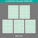 25 Photo Collage Template 8,5x11 Inch