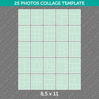 25 Photo Collage Template 8,5x11 Inch