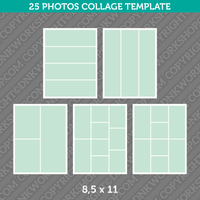 25 Photo Collage Template 8,5x11 Inch