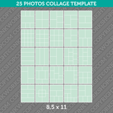 25 Photo Collage Template 8,5x11 Inch