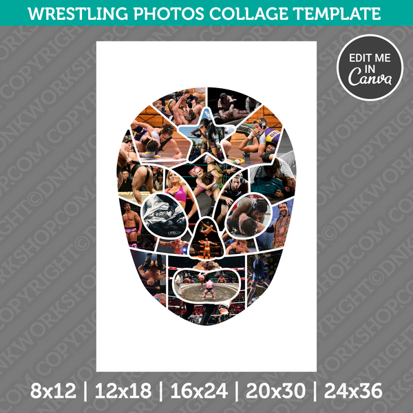 Wrestler Wrestling Photo Collage Template Canva PDF