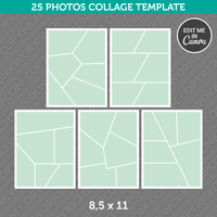 25 Photo Collage Template 8,5 x 11 Inch for Canva