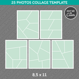 25 Photo Collage Template 8,5 x 11 Inch for Canva