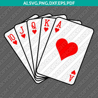 Casino Playing Cards Royal Flush Poker SVG Cut File Cricut Vector Sticker Decal Silhouette Cameo Dxf PNG Eps