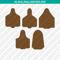 Cattle Calves Cow Ear Tag Earring Template SVG Vector Silhouette Cameo Cricut Cut File Clipart Dxf Png Eps