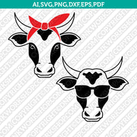 Cattle Calves Cow Farm Bandana Sunglasses SVG Vector Silhouette Cameo Cricut Cut File Clipart Dxf Png Eps