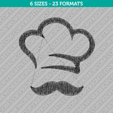 Chef Hat Mustache Embroidery Design