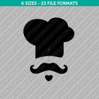 Chef Hat Mustache Embroidery Design - 6 Sizes - INSTANT DOWNLOAD 