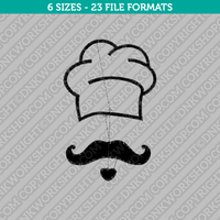 Chef Hat and Mustache Embroidery Design - 6 Sizes - INSTANT DOWNLOAD 