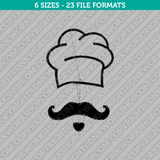 Chef Hat and Mustache Embroidery Design - 6 Sizes - INSTANT DOWNLOAD 