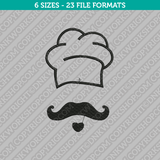 Chef Hat and Mustache Embroidery Design - 6 Sizes - INSTANT DOWNLOAD 