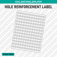 Circle Hole Reinforcement Label Template SVG Vector Cricut Cut File Clipart Png Eps Dxf