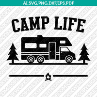 Class C Motorhome RV Camp Life Campsite SVG Silhouette Cameo Cricut Cut File Clipart Png Eps Dxf