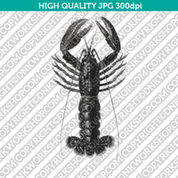 Classic Vintage Printable Wall Art Hand Drawn Painting Animal Crimson Crawfish Digital Download