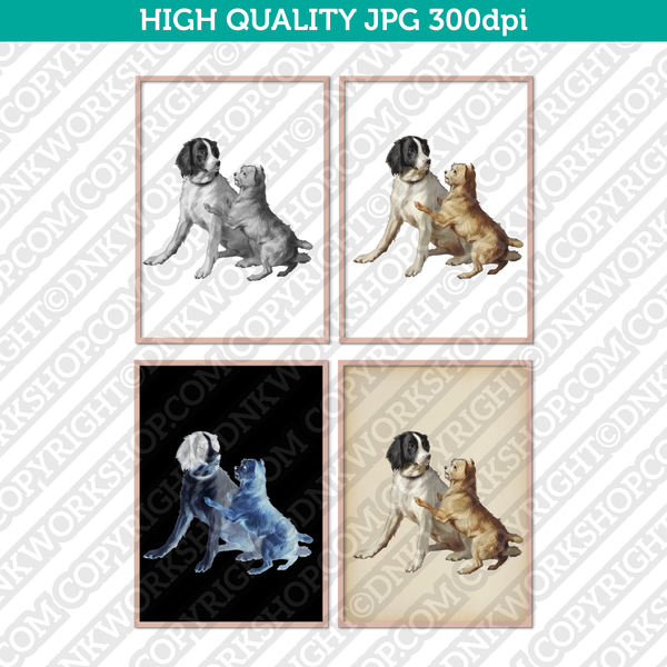 Retro Classic Vintage Printable Wall Art Watercolor Painting Animal Dog