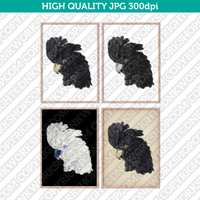Retro Classic Vintage Printable Wall Art Watercolor Painting Animal Black Parrot Cockatoo Bird