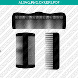 Hair Beard Comb Template Svg Laser Cut File CNC plasma Silhouette Cameo Vector Cricut Clipart Png Eps Dxf