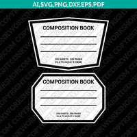 Compostition Notebook Label for Tumblers Sublimation Water Slide SVG Sticker Decal Silhouette Cameo Cricut Cut File Clipart Png Eps Dxf Vector