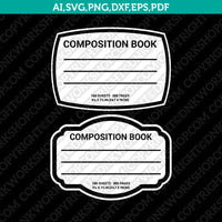Compostition Notebook Label for Tumblers Sublimation Water Slide SVG Sticker Decal Silhouette Cameo Cricut Cut File Clipart Png Eps Dxf Vector
